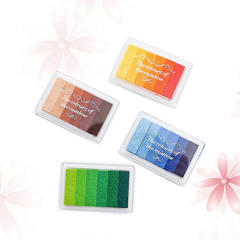 1PC Multicolor Craft Ink Pad 6 Color Gradient Rainbow Stamp Pad for DIY Projects Printed Ink (Random Color)