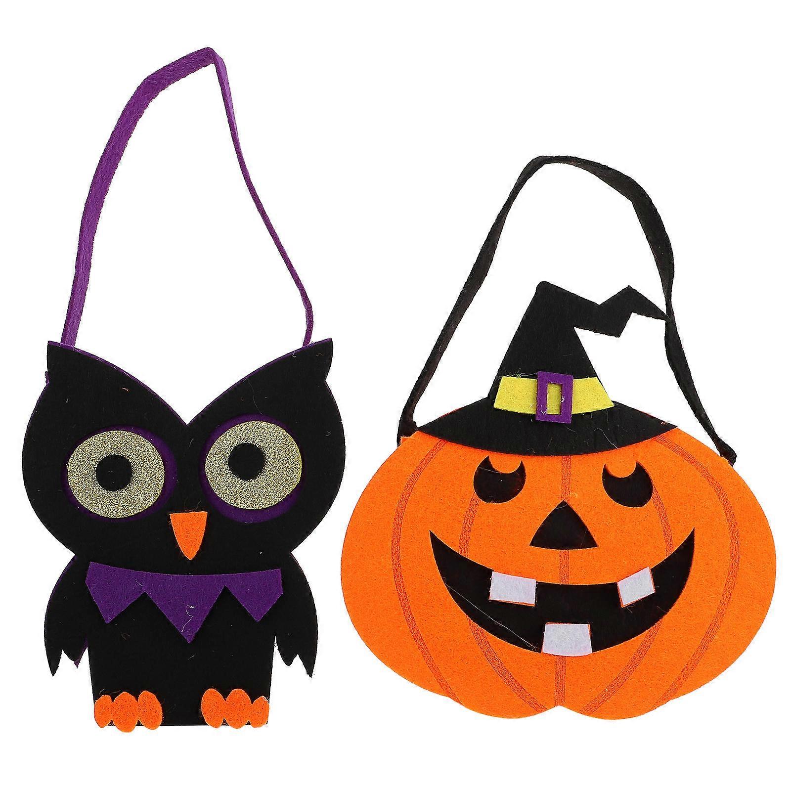 Cute Halloween Basket 2Set Portable Pumpkin Shape Party Favor Holder Assorted Color Storage