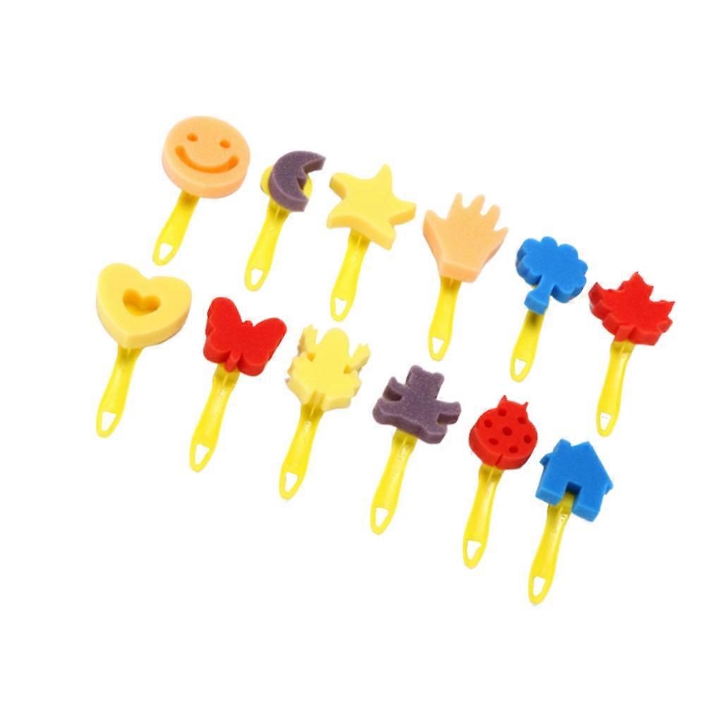 Sponge Brush for Kids Art Lessons and DIY Classes 12 Pieces Assorted Colors Suitable for Small Hands