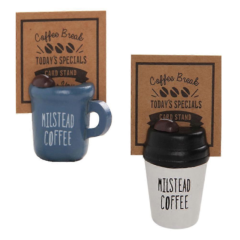 2PCS Wooden Message Holder Simple Coffee Cup Message Folder Lovely Desk Name Cards Clip Multi purpose Note Pad Clip Creative Table Decoration for