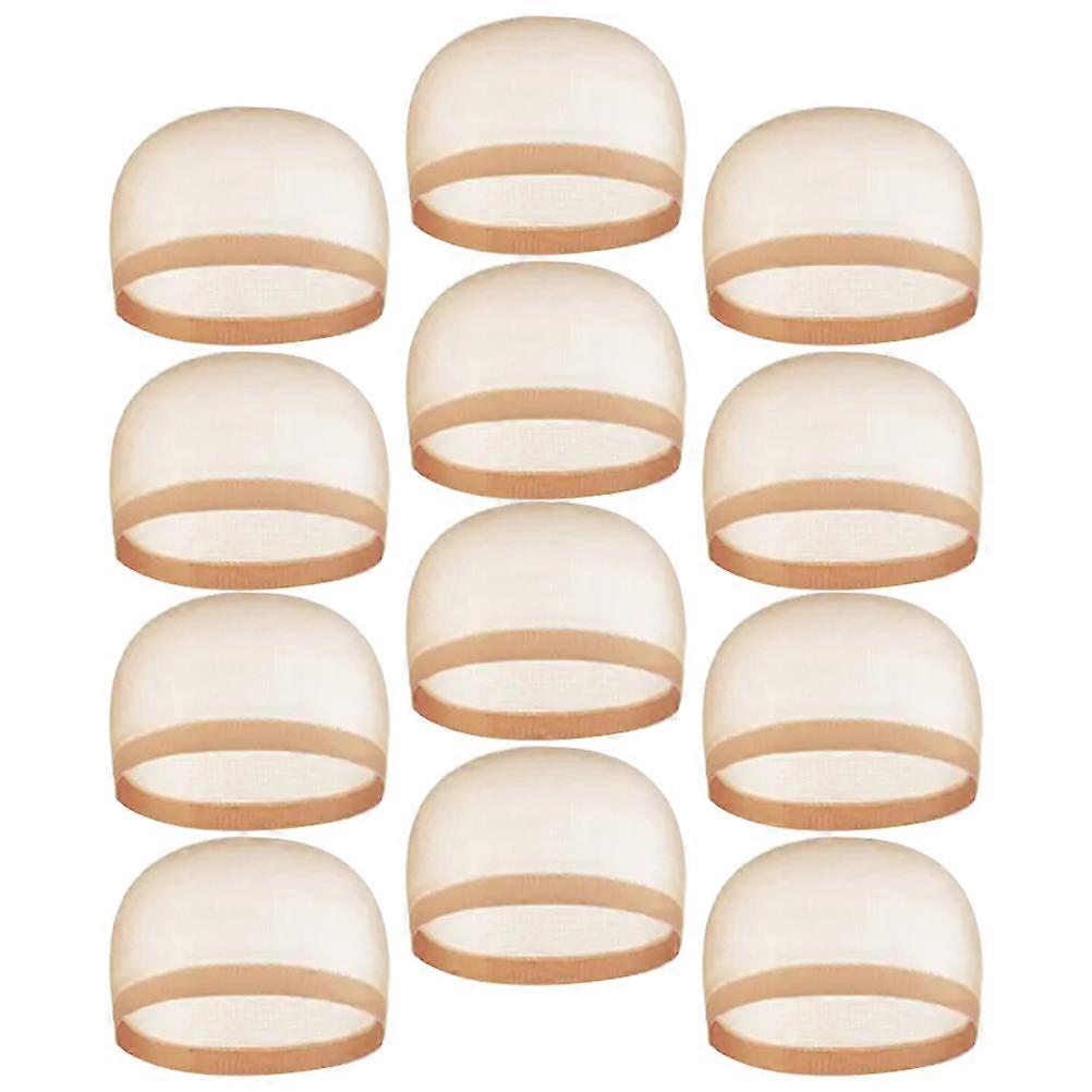 Breathable Wig Caps In Beige 12Set For Professional Use Suitable For Hairdressing Accessories
