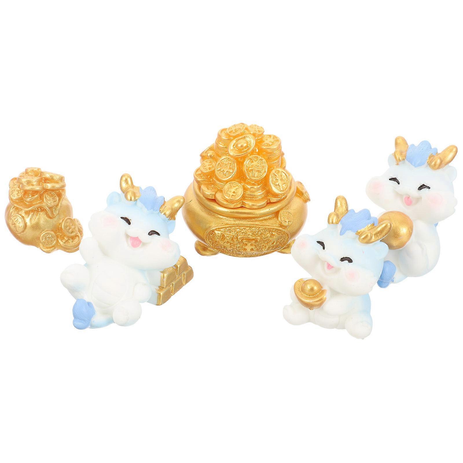 Adorable Dragon Figurine for Decor Made of Resin with Vivid Cartoon Design Mini Desktop Decor 6 pcs