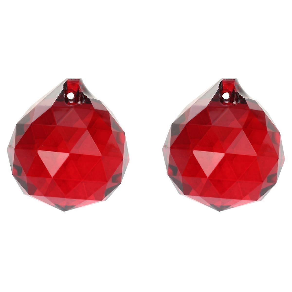 2Pcs 30Mm Red Crystal Ball Prisms