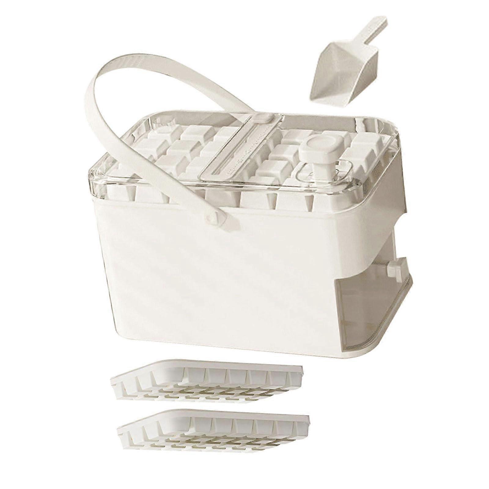 Reusable ice box with lid and trash can, ice cube maker, refrigerator mold for coffee and drinks, easy to use, refrigerator maker