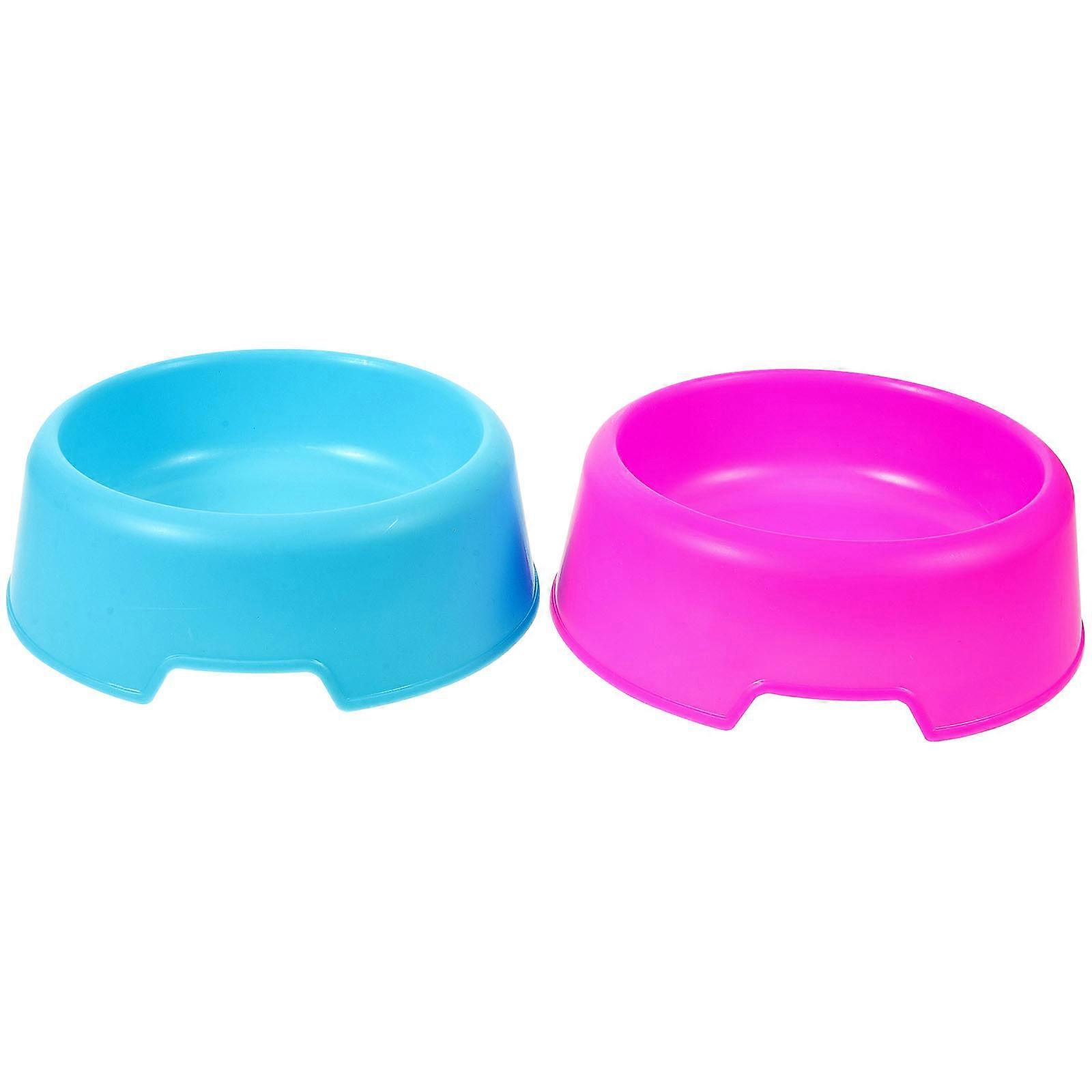 Sturdy Dog Bowl with Bright Colored Design for Food in Assorted Color and Stable Bottom 2pcs Plastic Pet Bowls