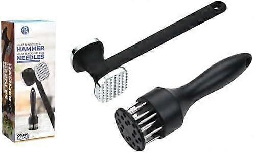 2pc Meat Tenderizer Tools, Meat Hammer and Meat Tenderizer Needle, Dual-Sided