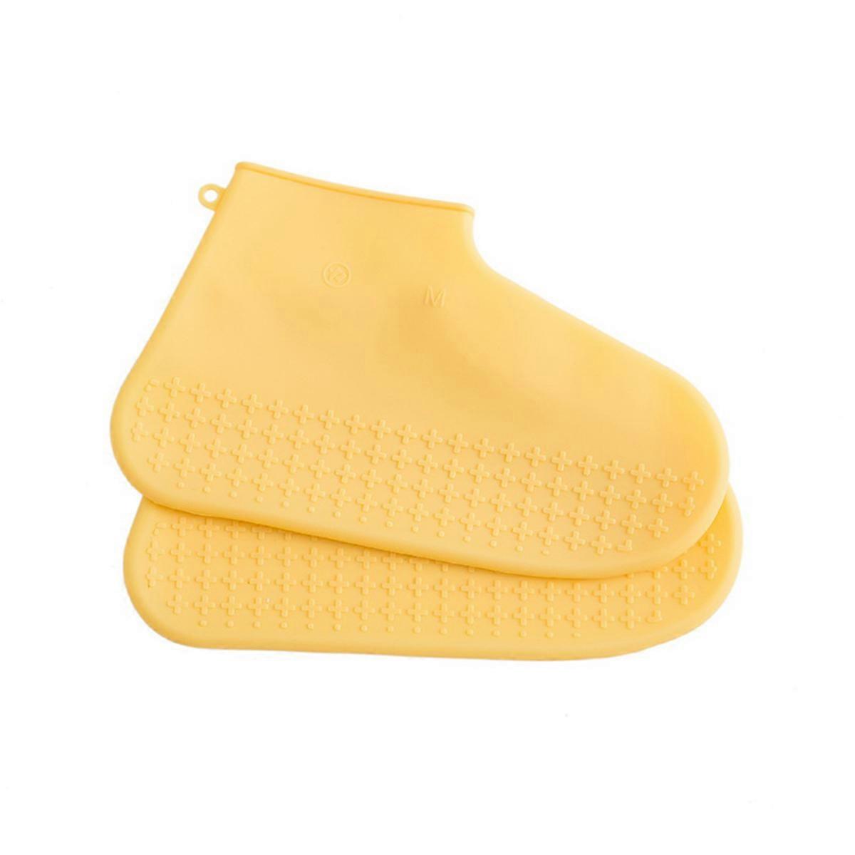 Outdoor Rain Proof Shoe Cover Made Of Silicone For Shoes In Yellow M With Anti-slip Feature 1 Pair