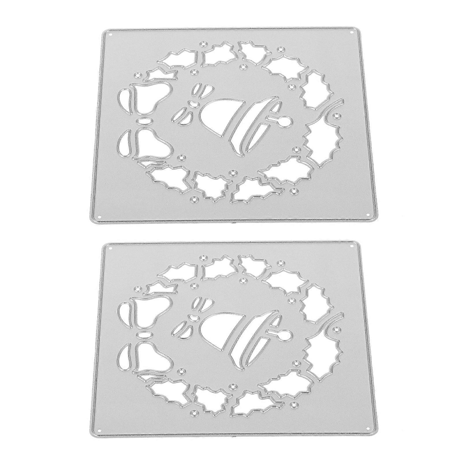 Embossing Paper Dies Bell Pattern Cutting Dies 2Pcs For Christmas DIY Crafts Making In Silver Carbon Steel