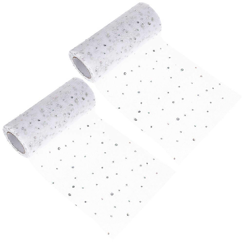 Sparkly Tulle Fabric Roll for Craft Enthusiasts and Women Suitable for DIY Projects and Sewing in White Color 25Yard Quantity 2 Rolls