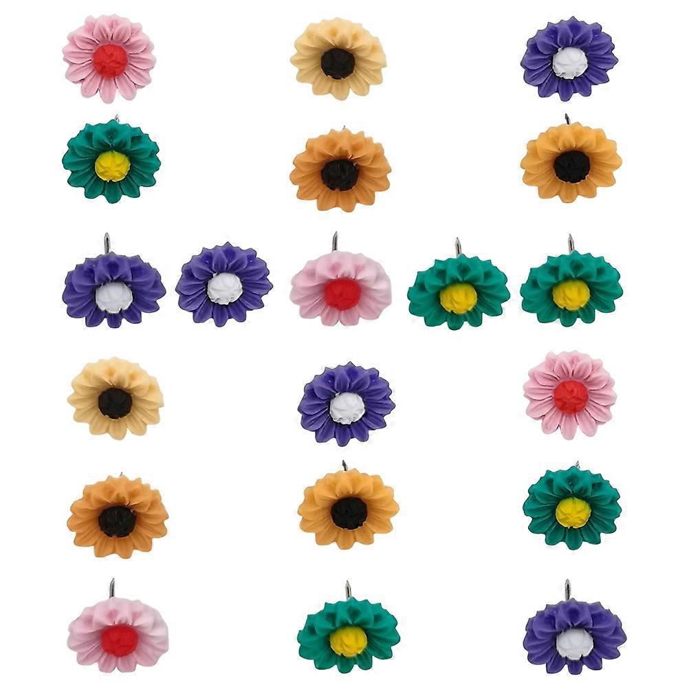 Compact Push Pins Set With Sunflower Shape For Office Use In Assorted Color For Marking 20Pcs