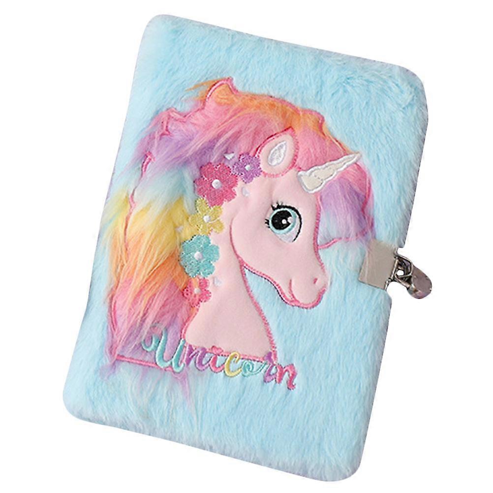 Fluffy Cartoon Plush Notebook – Lockable Portable Writing Book for Travelers & Students – Soft Multi Function Diary Journal for Daily Use