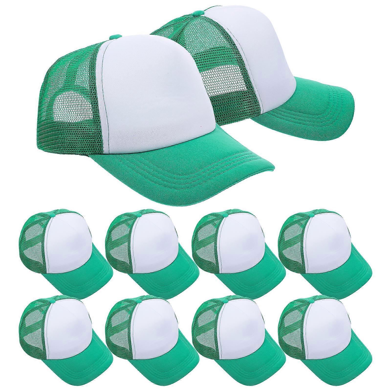 Sublimation Hats Blank 10Pcs Green Polyester Mesh Baseball Hat for Daily Use DIY Personalization