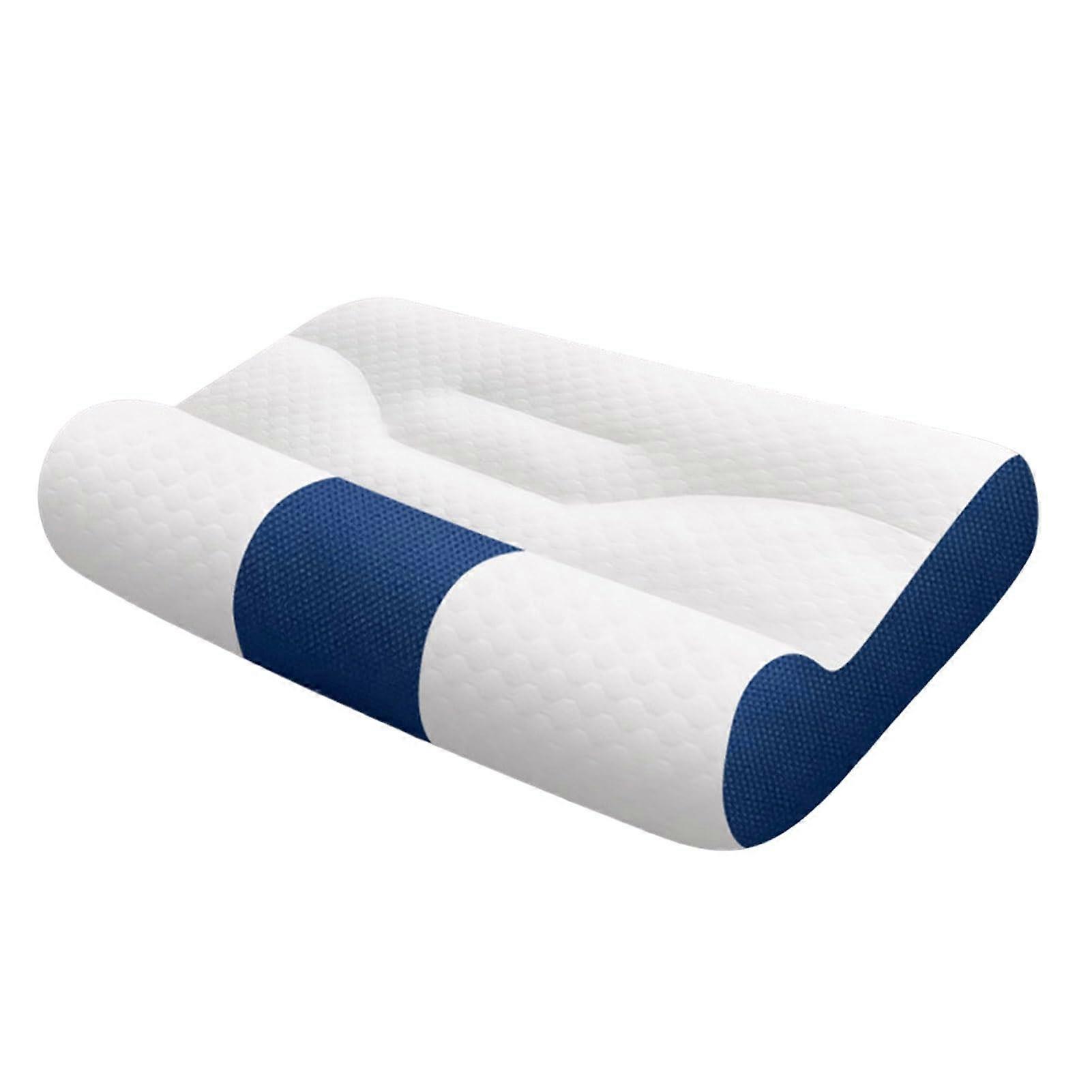 Memory Foam Neck Pillow For Travel, 30x50 cm, Moisture-Absorbing Pillowcase For Comfortable Support, Blue