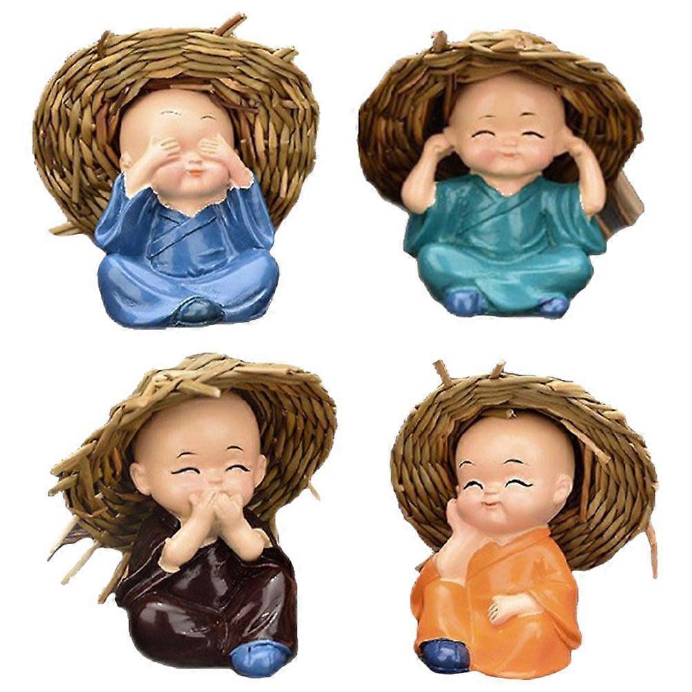 4Pcs Dashboard Decoration Small Monk Ornament Automotive Decorative Monk Model