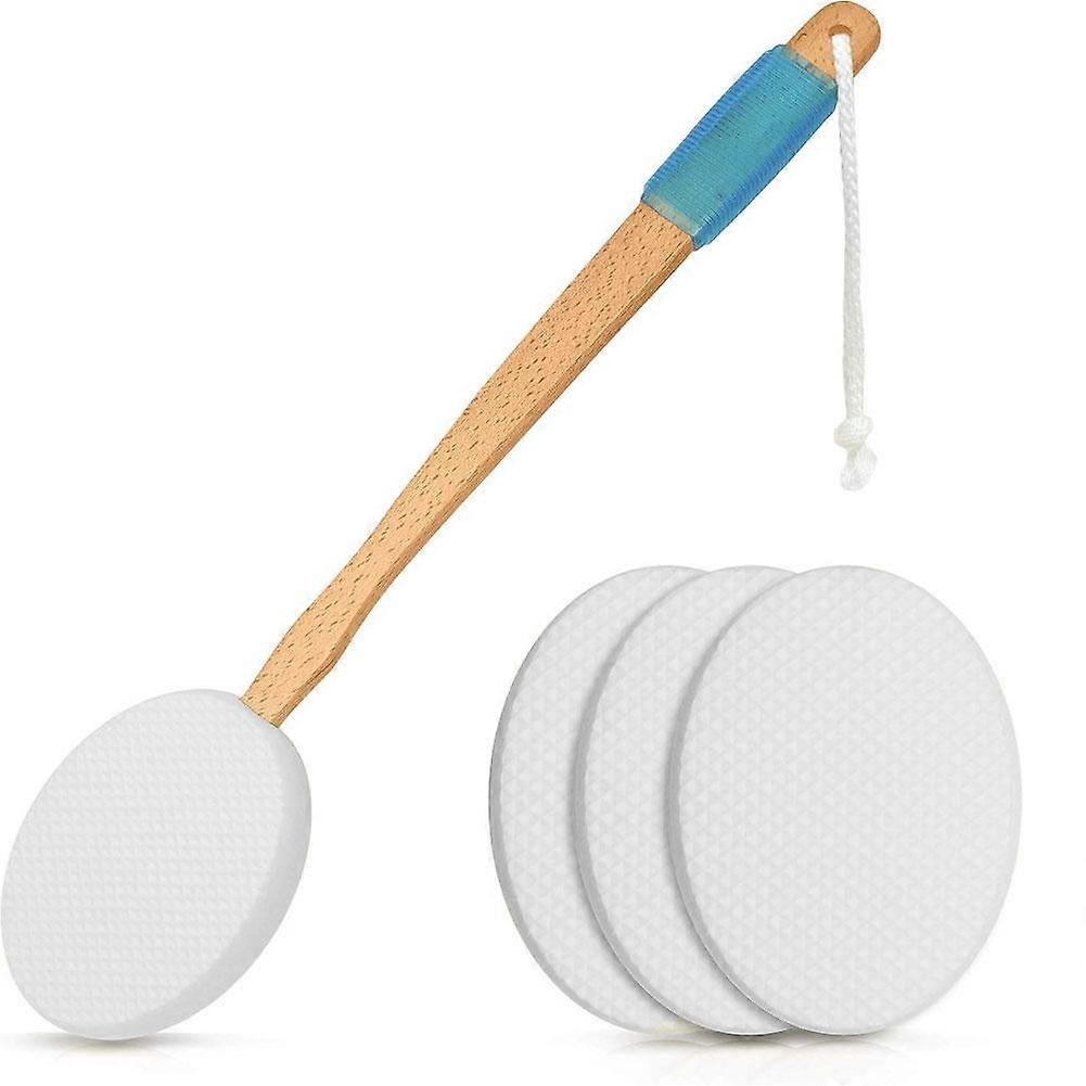 Lotion Applicator for Back, Feet, 4 Replaceable Pads, 1 Long Handle, Back