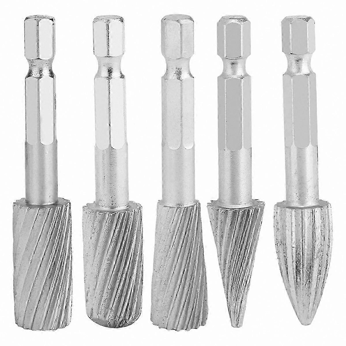 5pcs 1/4" Hex Shank Rotary Burrs for Metalworking and Deburring Tools
