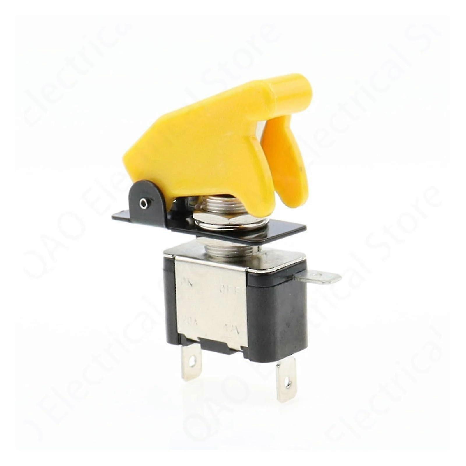 Auto Car Boat Truck Illuminated Led Toggle Switch with Safety Aircraft Flip Up Cover Guard Yellow 12V20A
