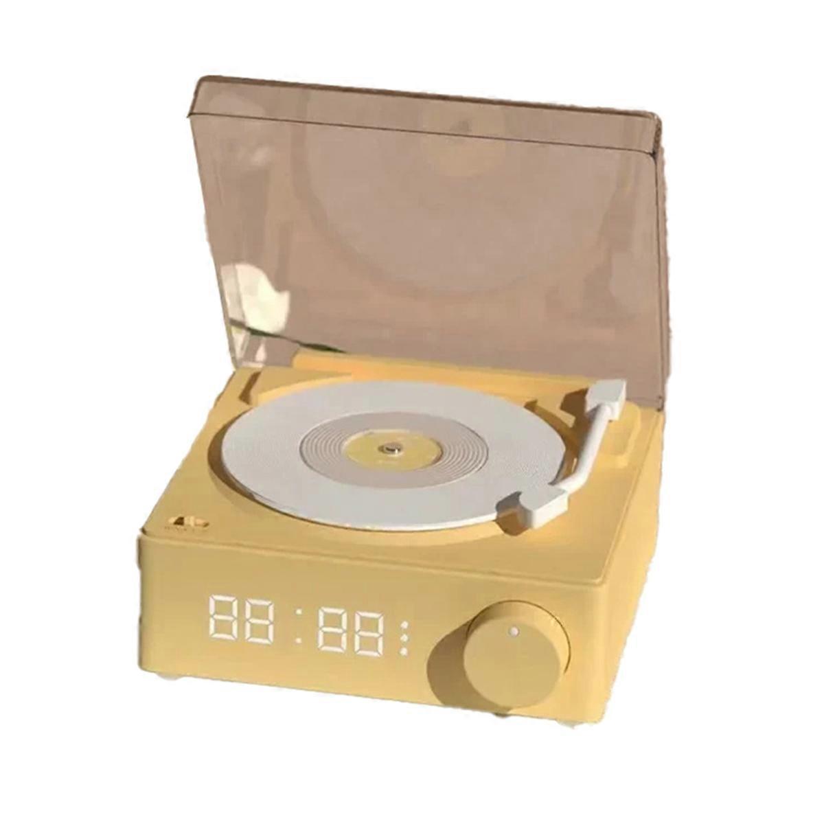 Retro Vinyl Wireless Bluetooth Speaker Clock Record Player Yellow