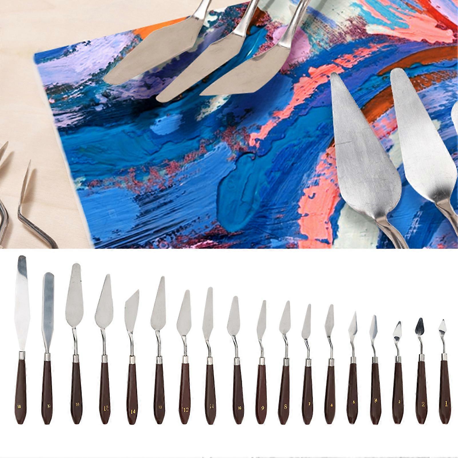 18Pcs Paint Scraper Knife Set with Plastic Handle, Sizes 3-13.5cm