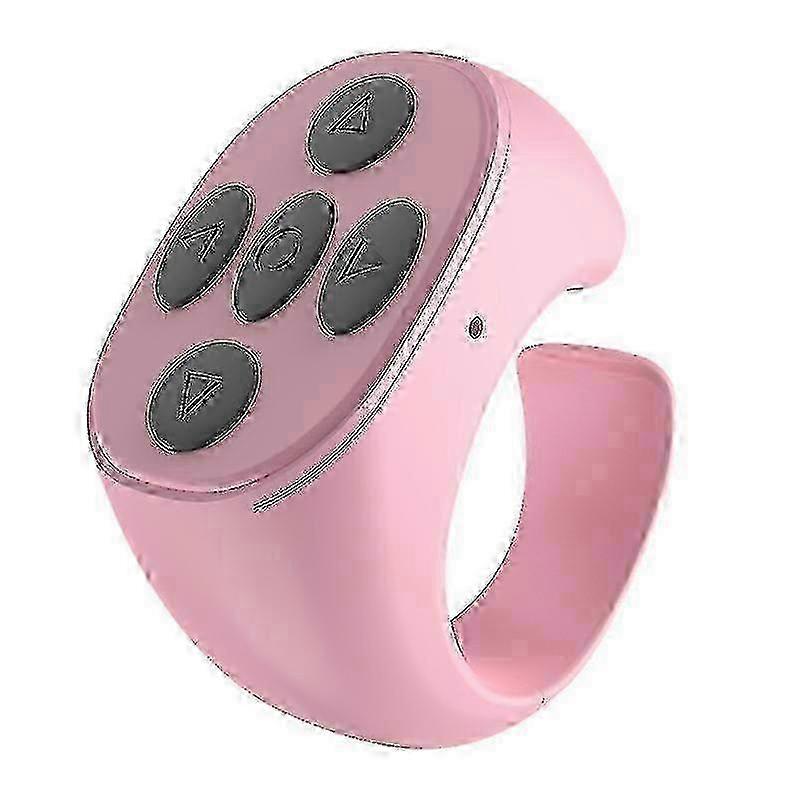 Pink Bluetooth Ring Remote Control for Video Playback, Shutter & Page Turning - Compatible with Smartphones & Tablets