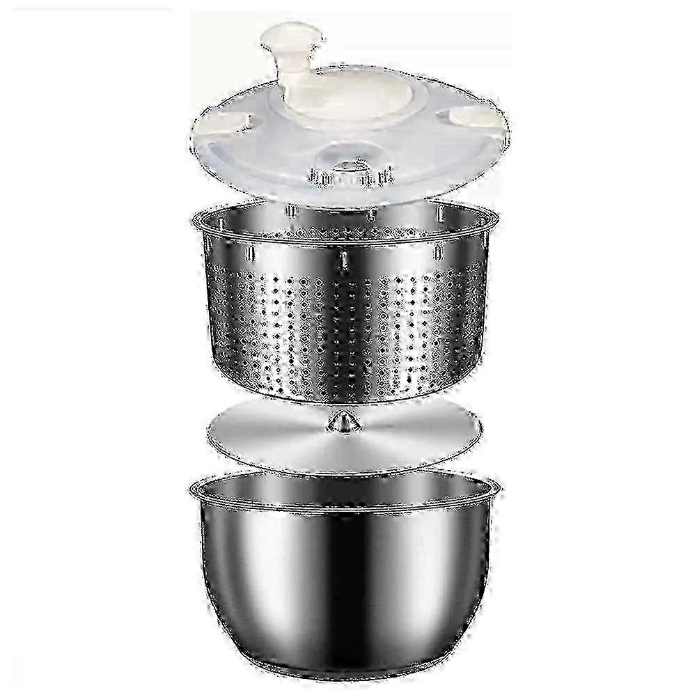 Essoreuse à salade en acier inoxydable avec couvercle en PP - Laveuse de fruits 6L et séchoir à pâtes compatible avec Walkbee