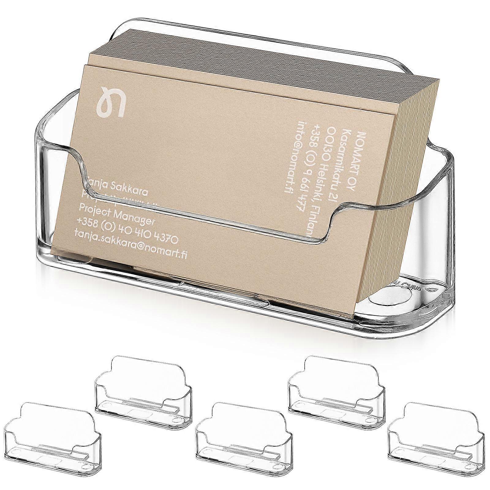 Clear Acrylic Business Card Holder Set of 6 – Office Desk Organizer for Meetings, Exhibitions, and Business Use
