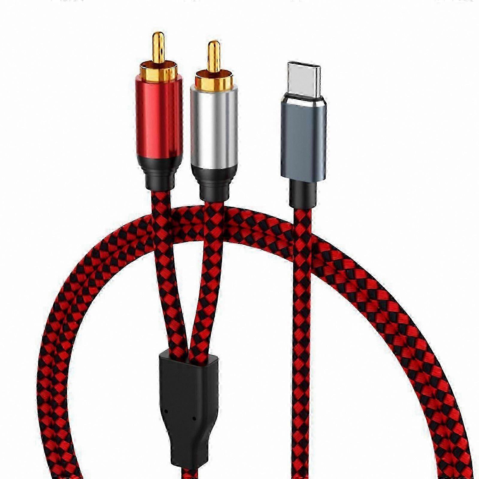 USB C to 2RCA o Adapter Cable for Amplifiers and Speakers Stereo Connection Type C Splitter for Home Theater Systems