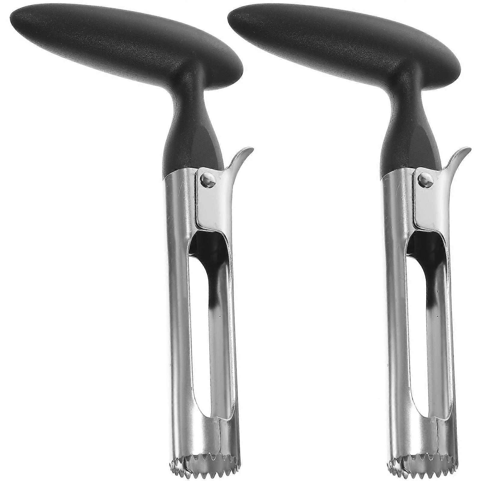 Fruit Core Remover Pear Core Removing Tool Kitchen Use Stainless Steel Black Abs for 2Set
