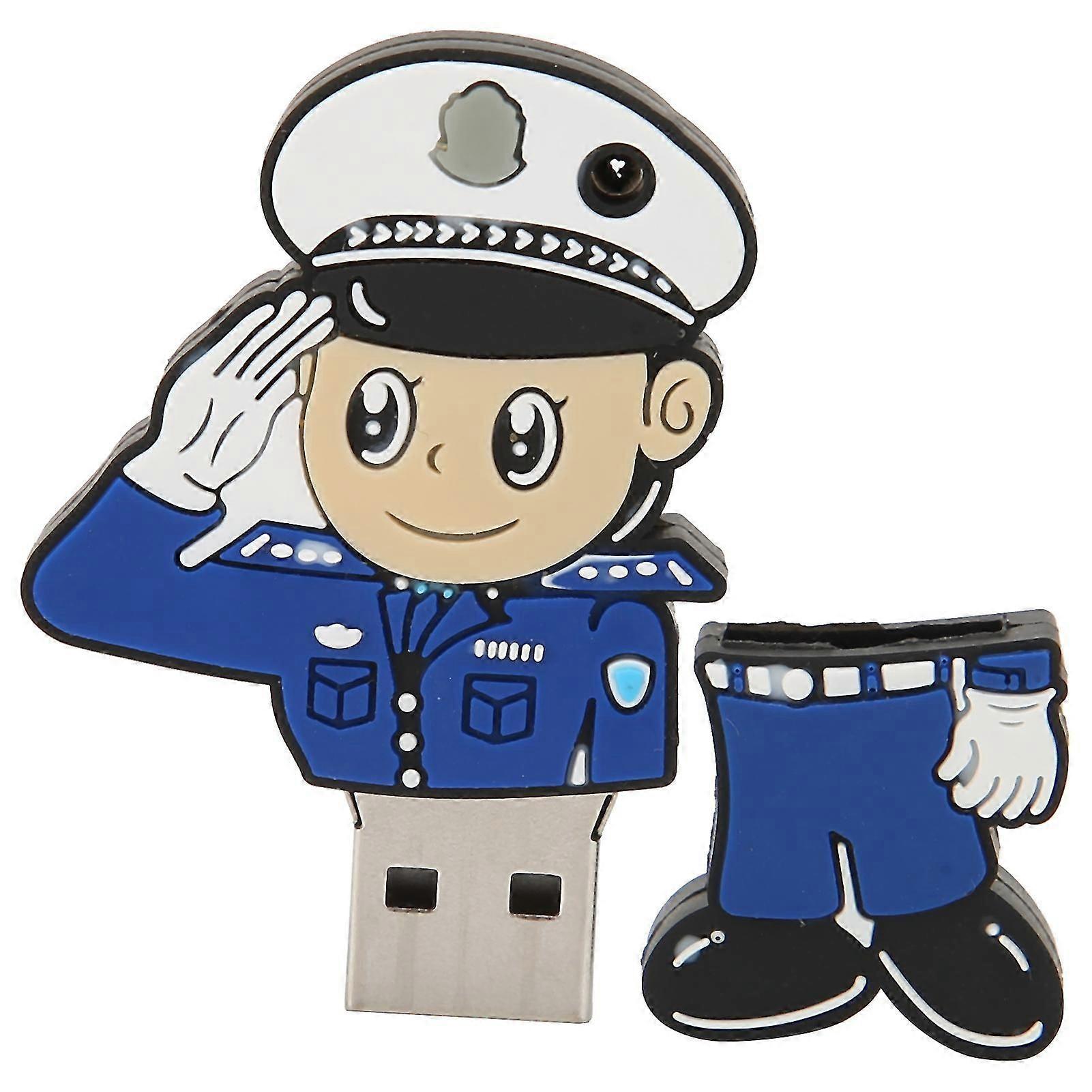 64GB Cartoon Cop-Shaped USB 2.0 Flash Drive for Windows, Mac & Linux