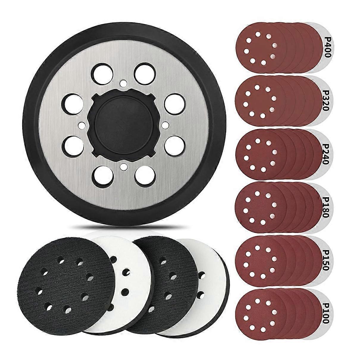 5In 8 Holes Hook Loop Orbital Sander Metal Pad Replacement for 