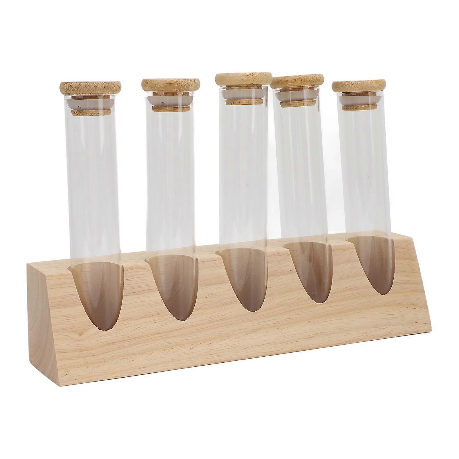 Coffee Bean Glass Tubes 80ml with Solid Wood Base 15.5x3x3cm