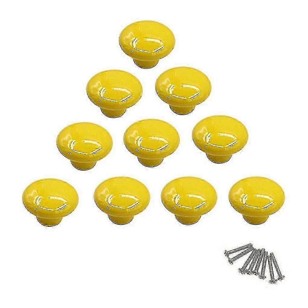 10 Round Colorful Ceramic Cabinet Knobs Single Hole Pull Handle For...