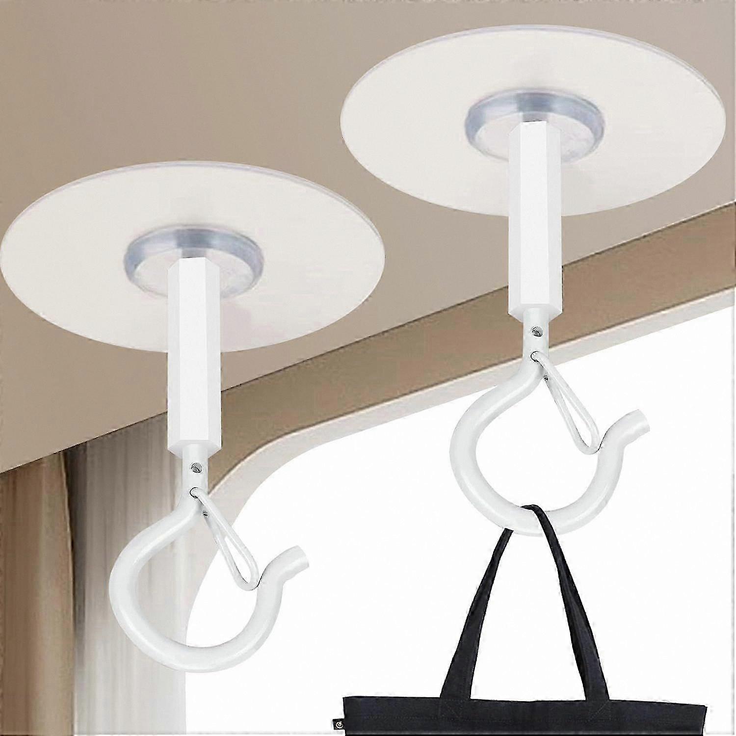 Durable Ceiling Hooks for Plants, Lights, Wind Chimes, Lanterns - 4 Pack Strong Adhesive No Drill Mounting Solution