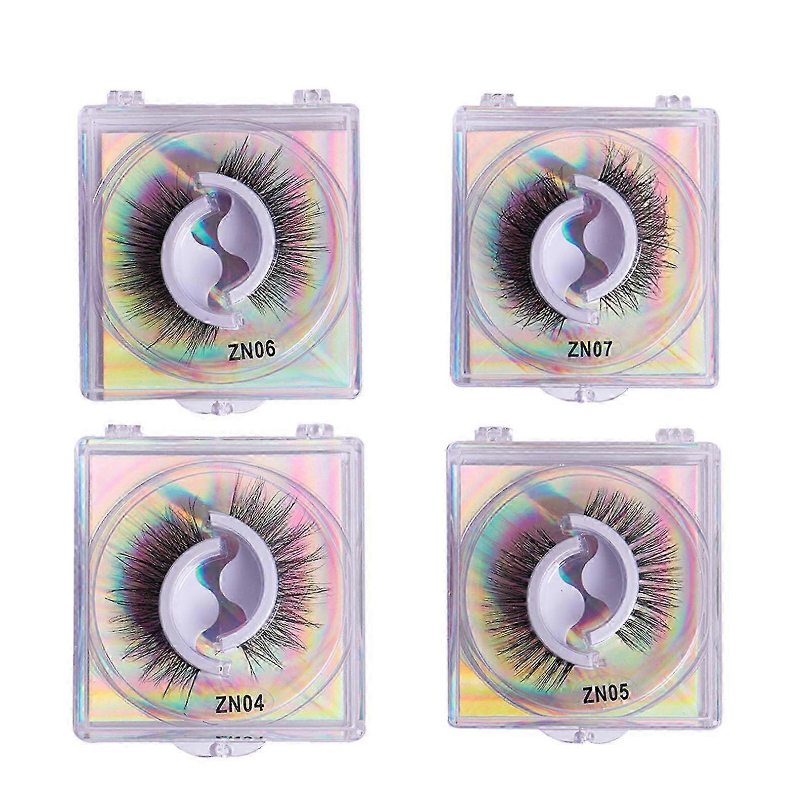 4 Pair Self Adhesive Eyelashes Reusable Pre Glued Eyelashes Wispy Fake Eyelashes Natural Look Self Adhesive Lashes