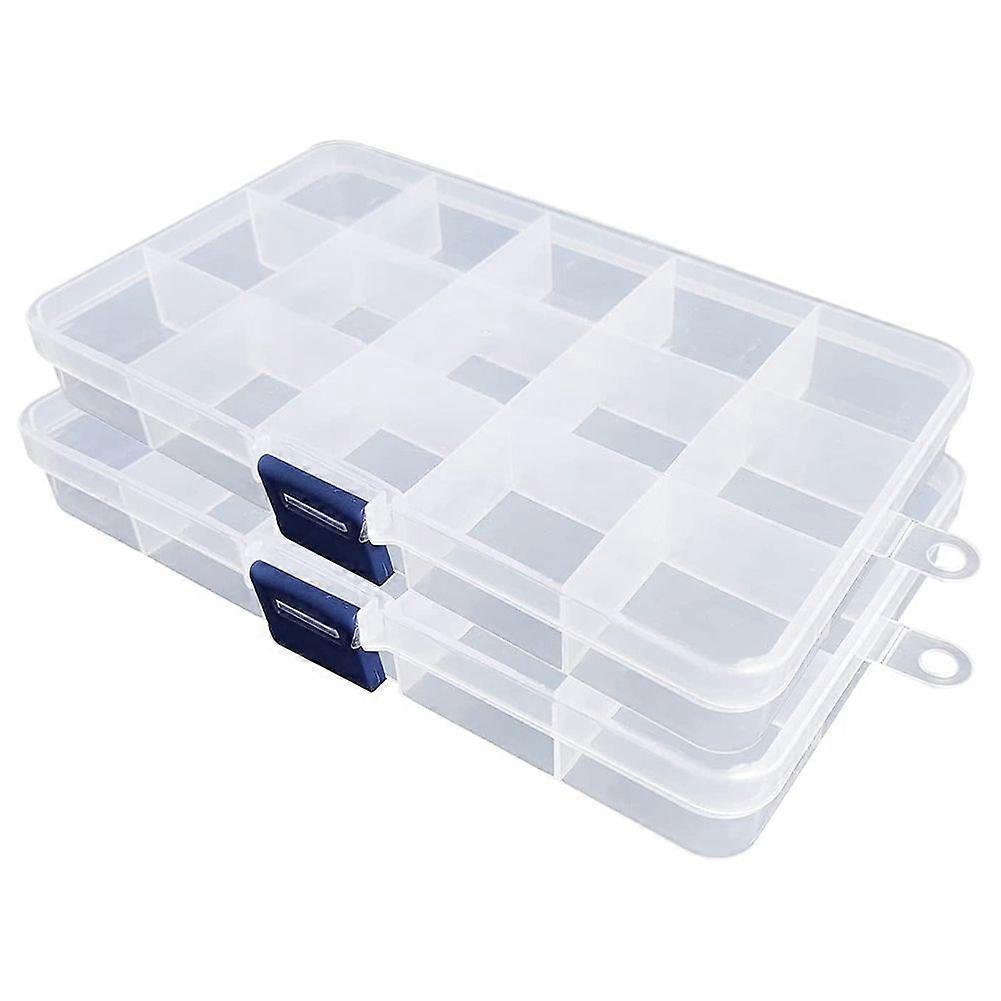 Plastic Organizer Box, Clear Bead Organizer for Jewelry Tackle Earring Craft Beads(15 Grids)