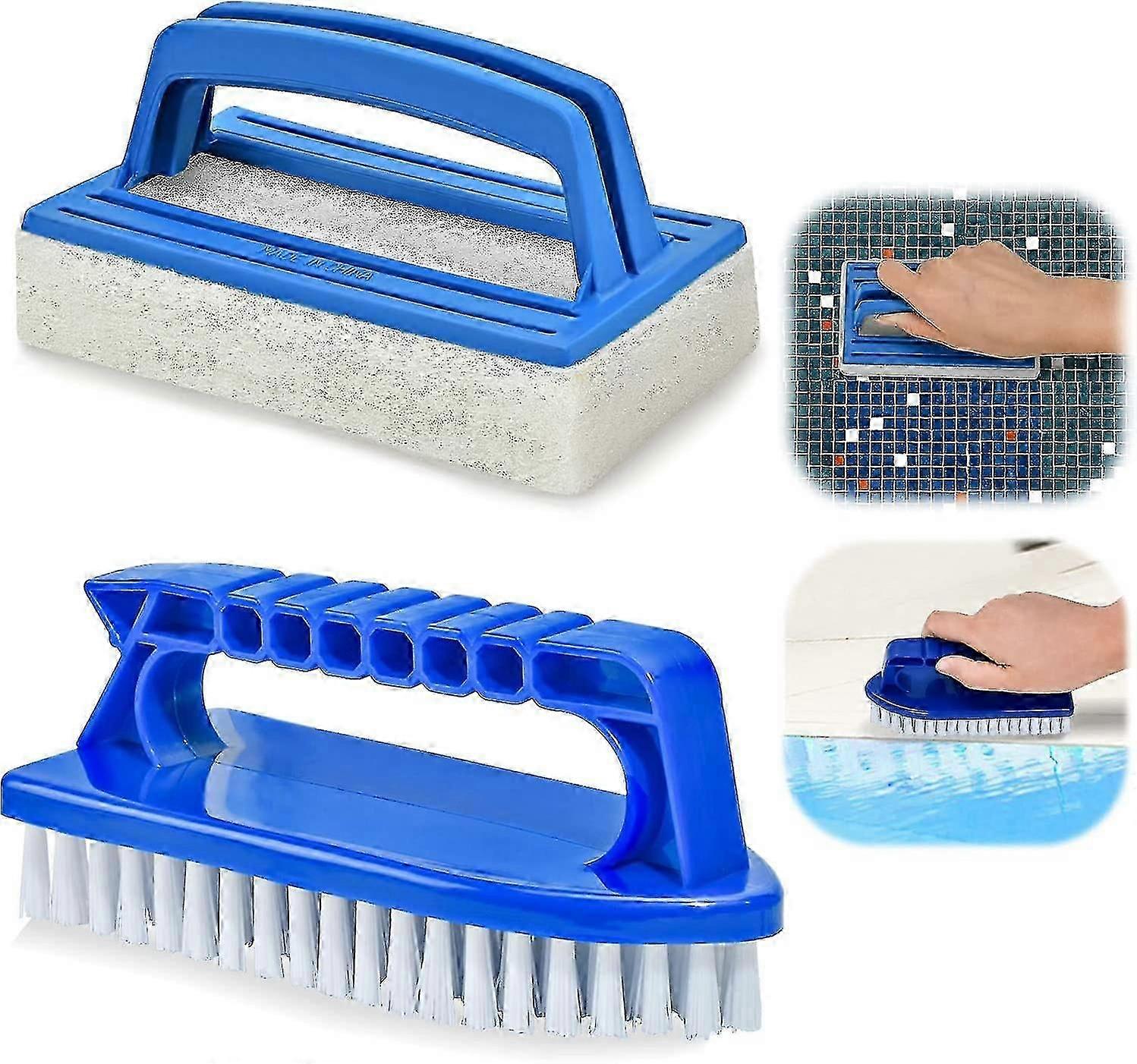 Dereine Set Of 2 Pool Brushes - Sponge - Algae Cleaning Brush - Suitable For Cleaning Dirt And Moss For Spa, Small Pools, Tubs