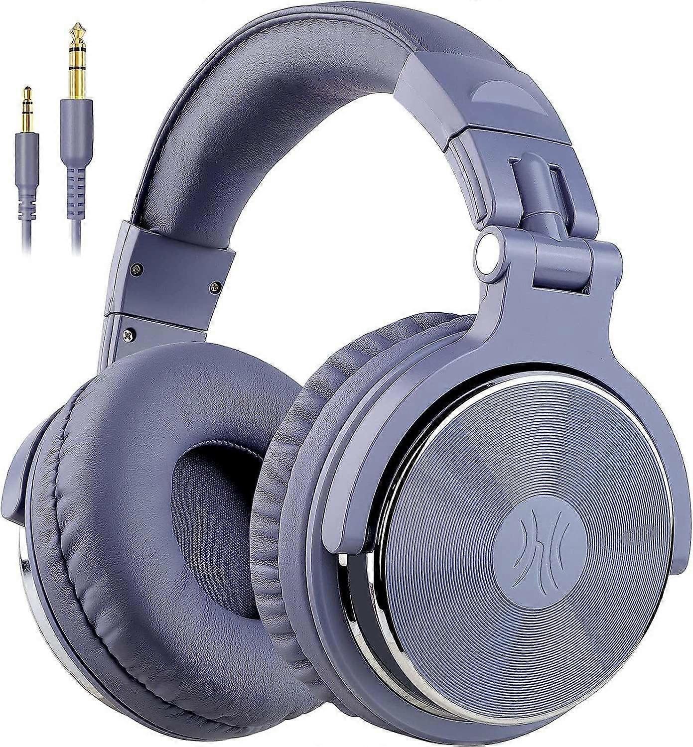 Ear Headphone, Wired Bass Headsets with 50mm Driver, Foldable Lightweight Headphones with Share Port and Mic for Recording Monitoring Mixing Podcast G