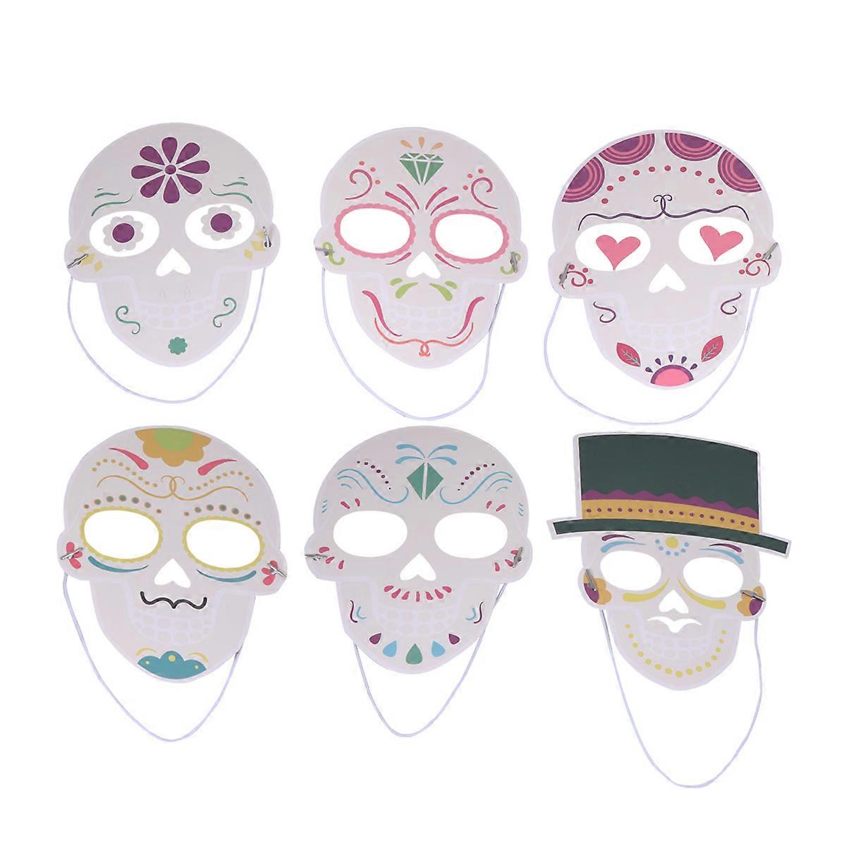 Paper Full Face Mask Halloween Mask for Decoration 6Pcs Assorted Colors