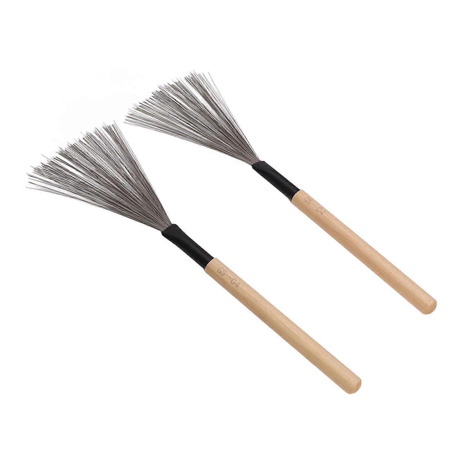 Drum Brush Set with Steel Wire & Maple Wood Handle Percussion Tool