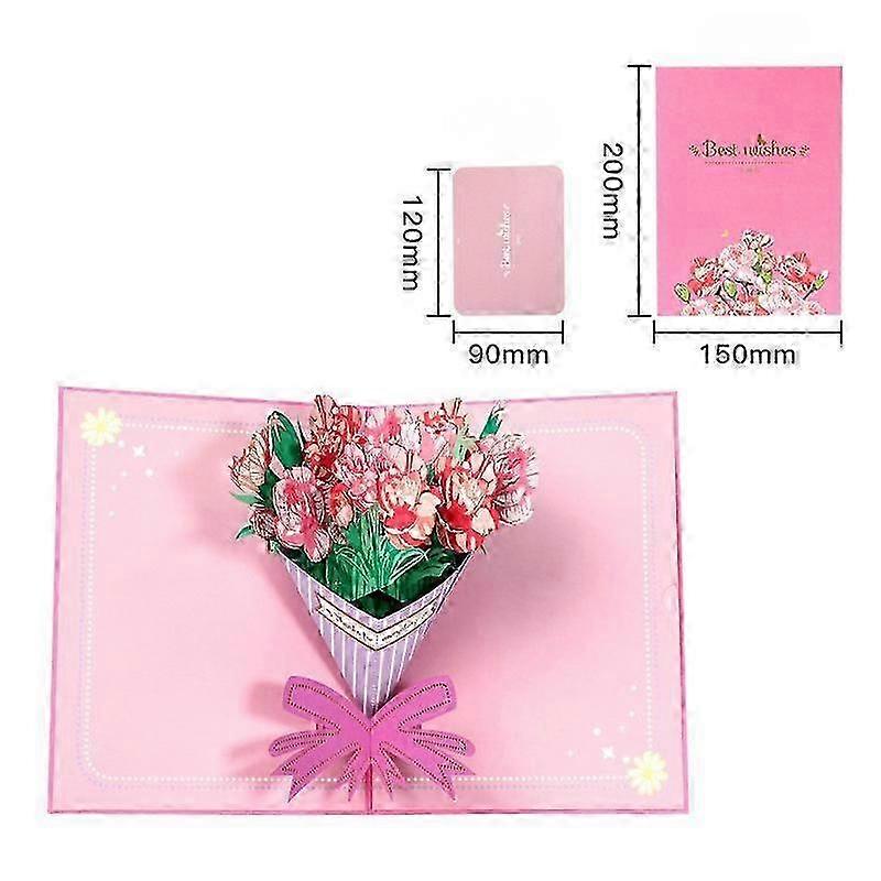 Mothers Day Pop Up Card, Love You Mom, For Mother, Wife, Anyone - 5" x 7" Cover - Includes Envelope and Note Tag