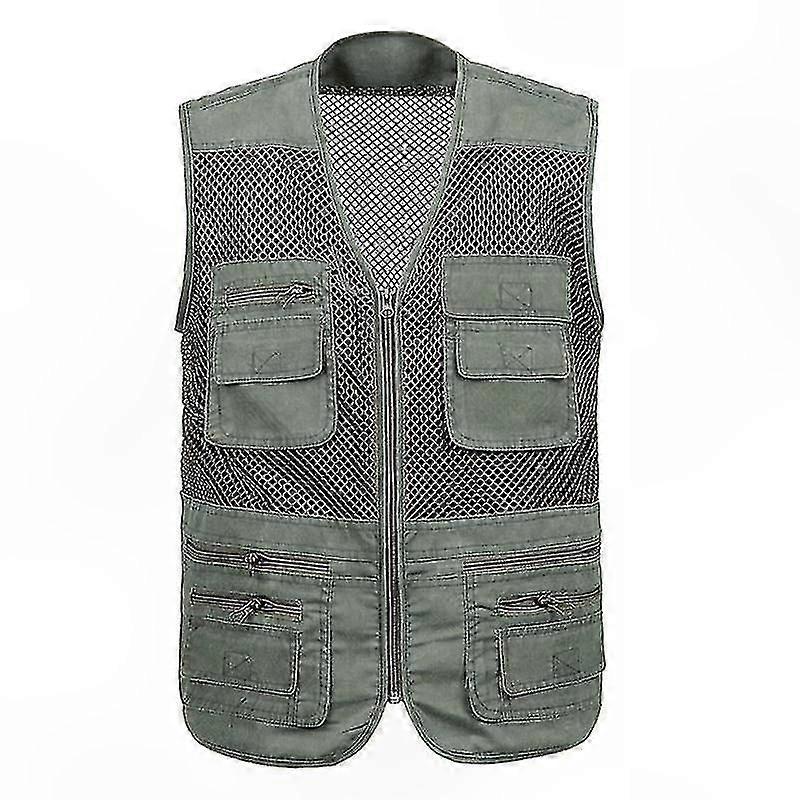 Men's Large Fishing Vest with Multiple Pockets and Breathable Mesh Design
