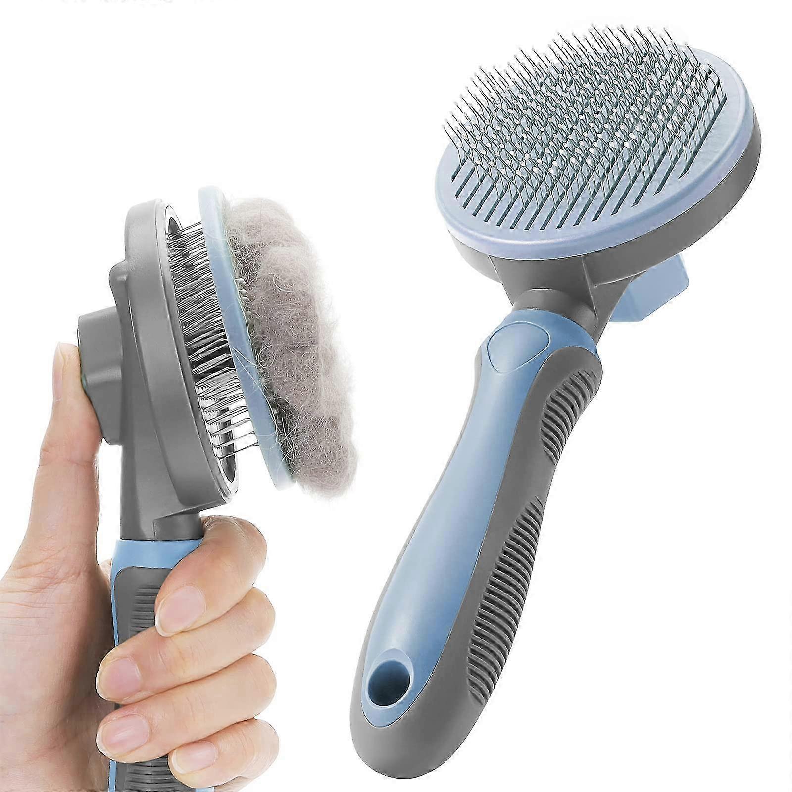 Self Cleaning Dog Brushes for Grooming, Dog Cat Comb with Handle Pet Brush for Removing Undercoat, Loose Fur & Dirt
