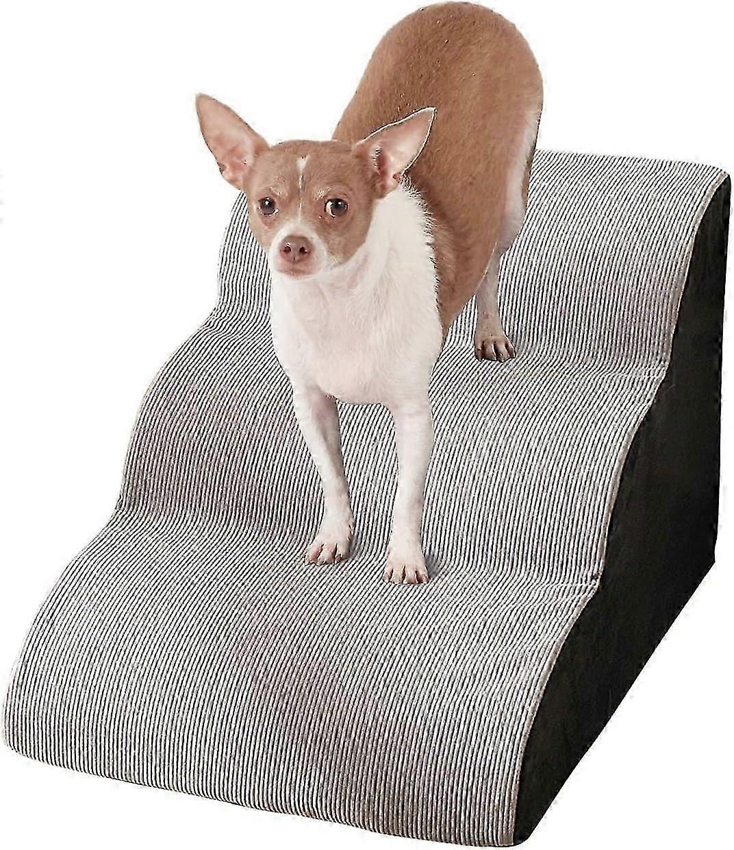 ペットの犬の階段 - 3ステップスポンジ坂階段 - 犬の階段3段 - 滑り止めペット階段 - ベッド用犬用スロープ、ソフトフランネル犬用はしご