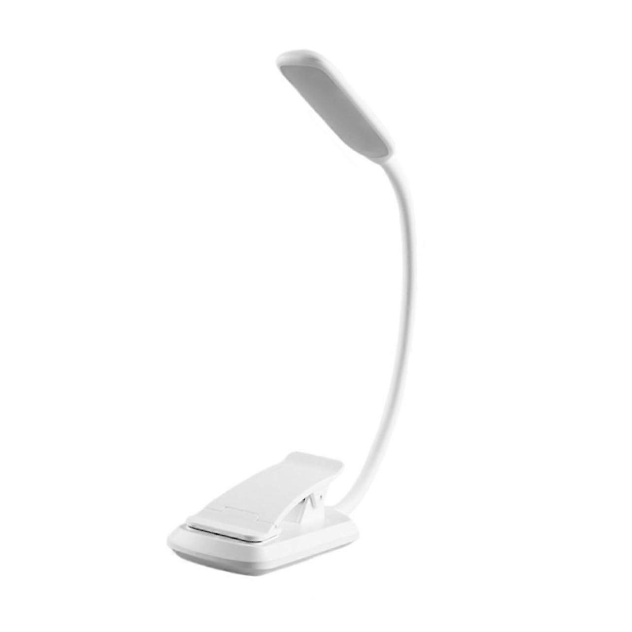 USB Rechargeable LED Clip Light Adjustable Eye Caring Reading Lamp White 88x40x220mm Portable Table Lamp for Bedside and Desk