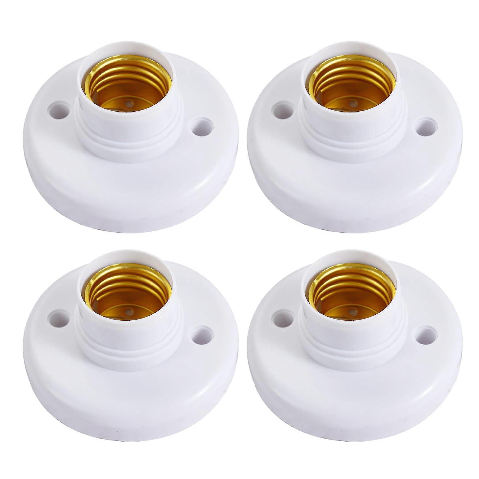 Light Bulb Socket E27 Round Plastic Lamp Holder 4Pack For Wall Or Ceiling