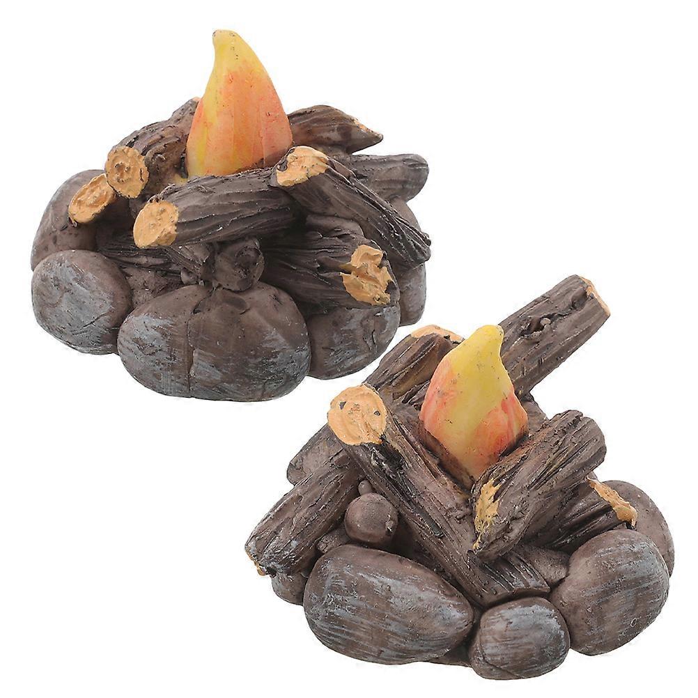 Miniature Resin Campfire Models for 2Pcs Micro Landscape Decor