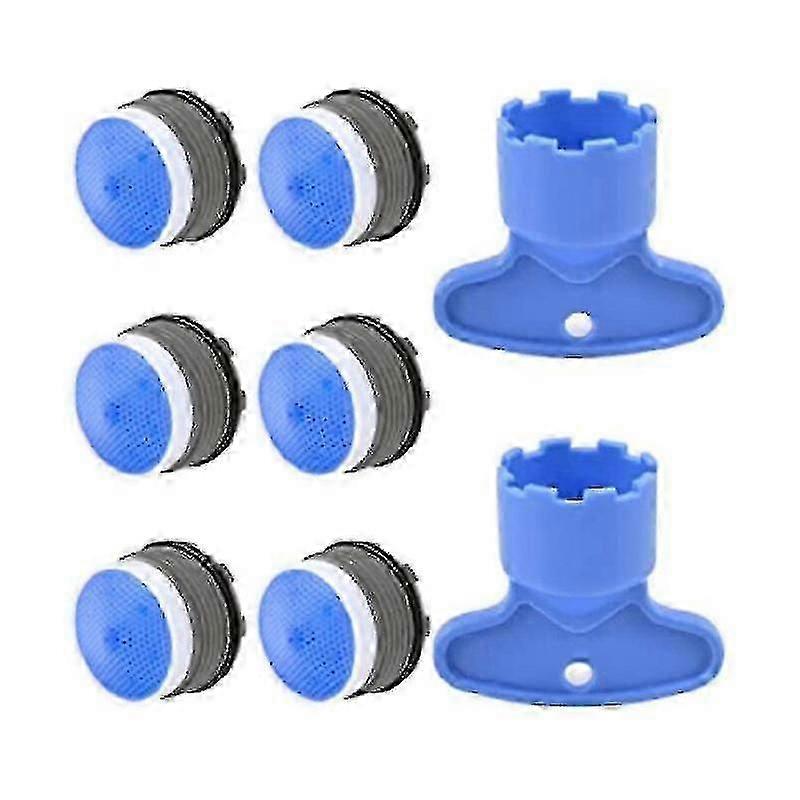 6pcs M18.5蛇口エアレーター+エアレーターリムーバーキーツール2個、バスまたはキット交換用18.5mmプラグインリストリクター、エアレーター