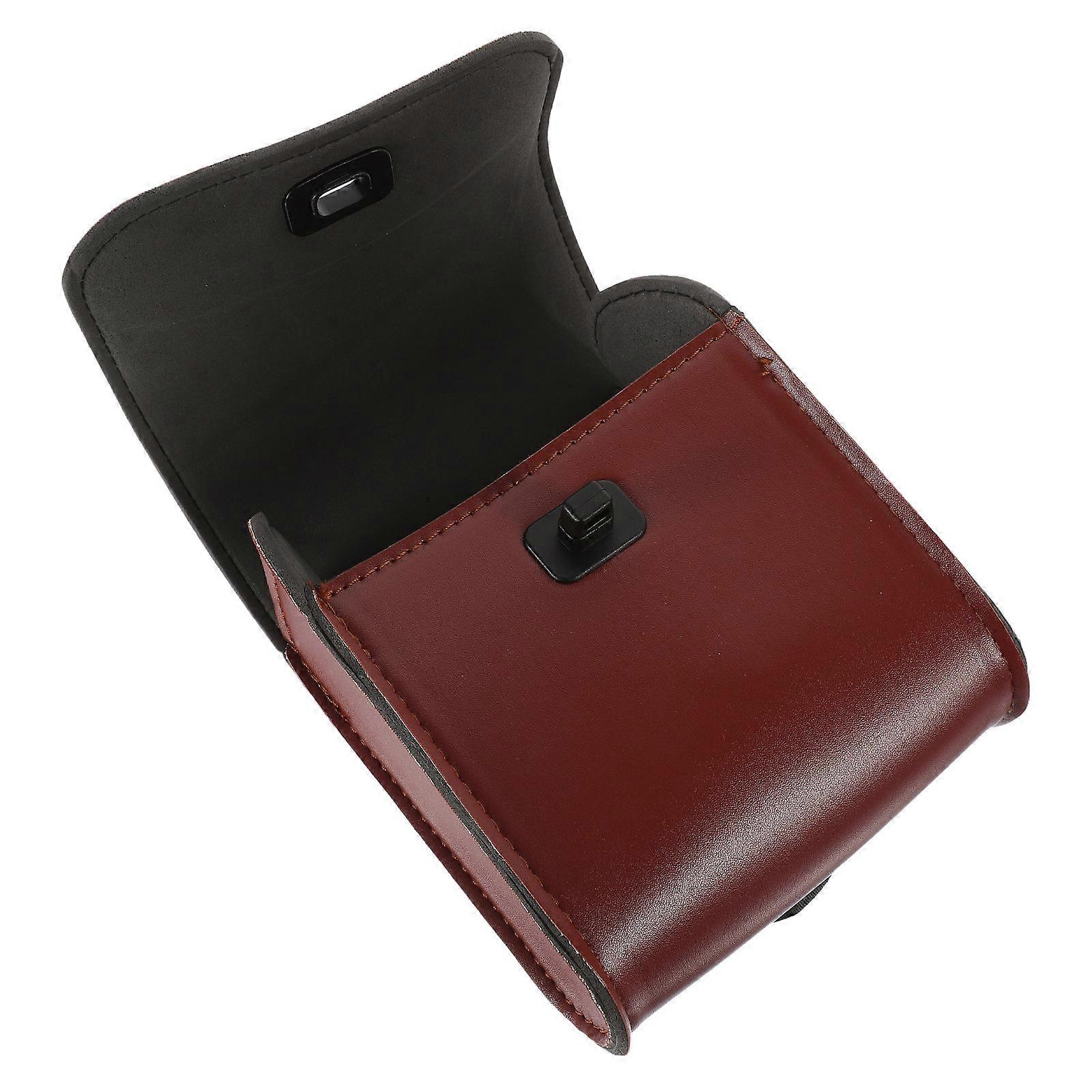 Motorcycle Saddlebag Synthetic Handlebar Bag for Storage Use Coffee