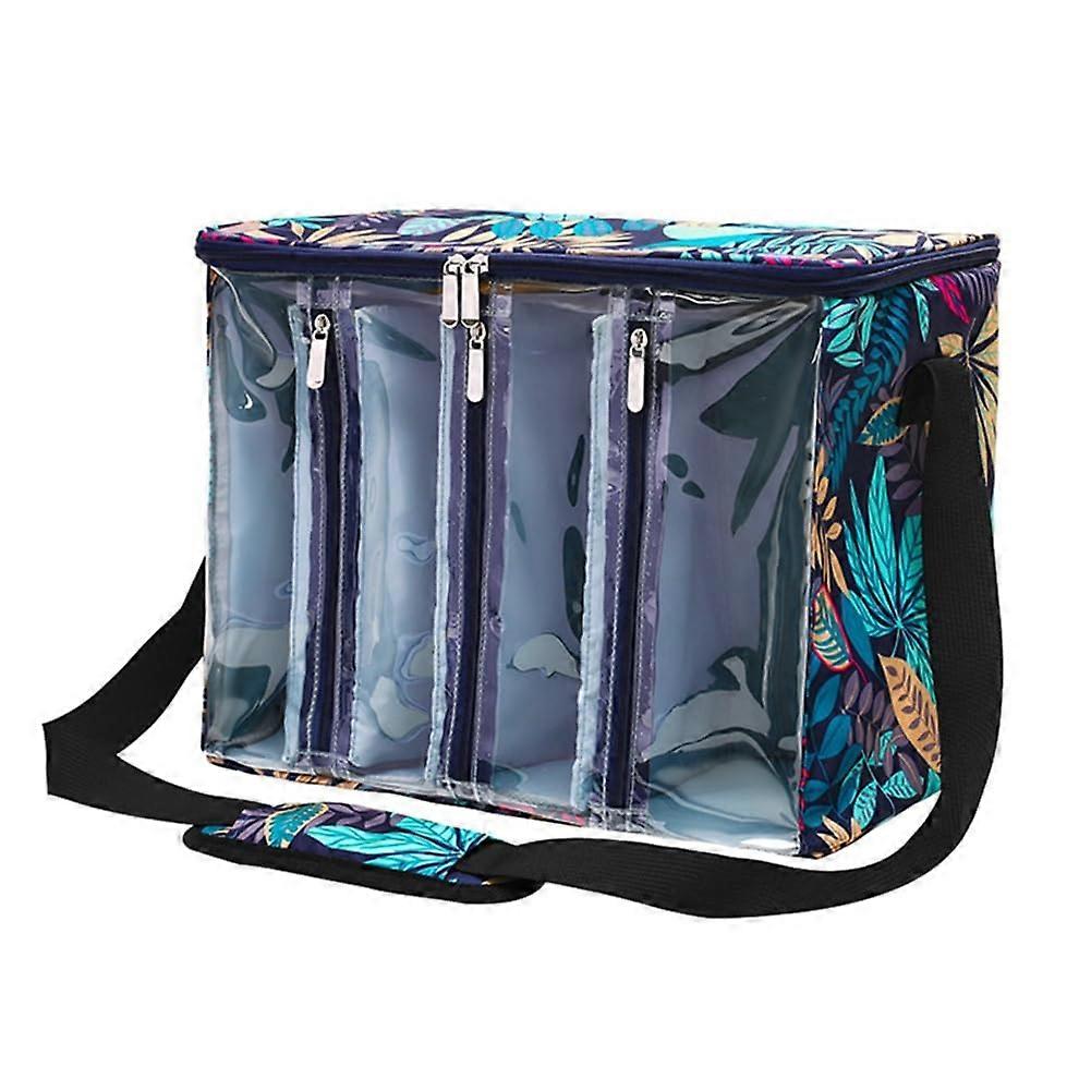 Knitting Tool Storage Bag Large Capacity Portable Yarn And Needles Organizer Oxford Fabric Clear Window L Size