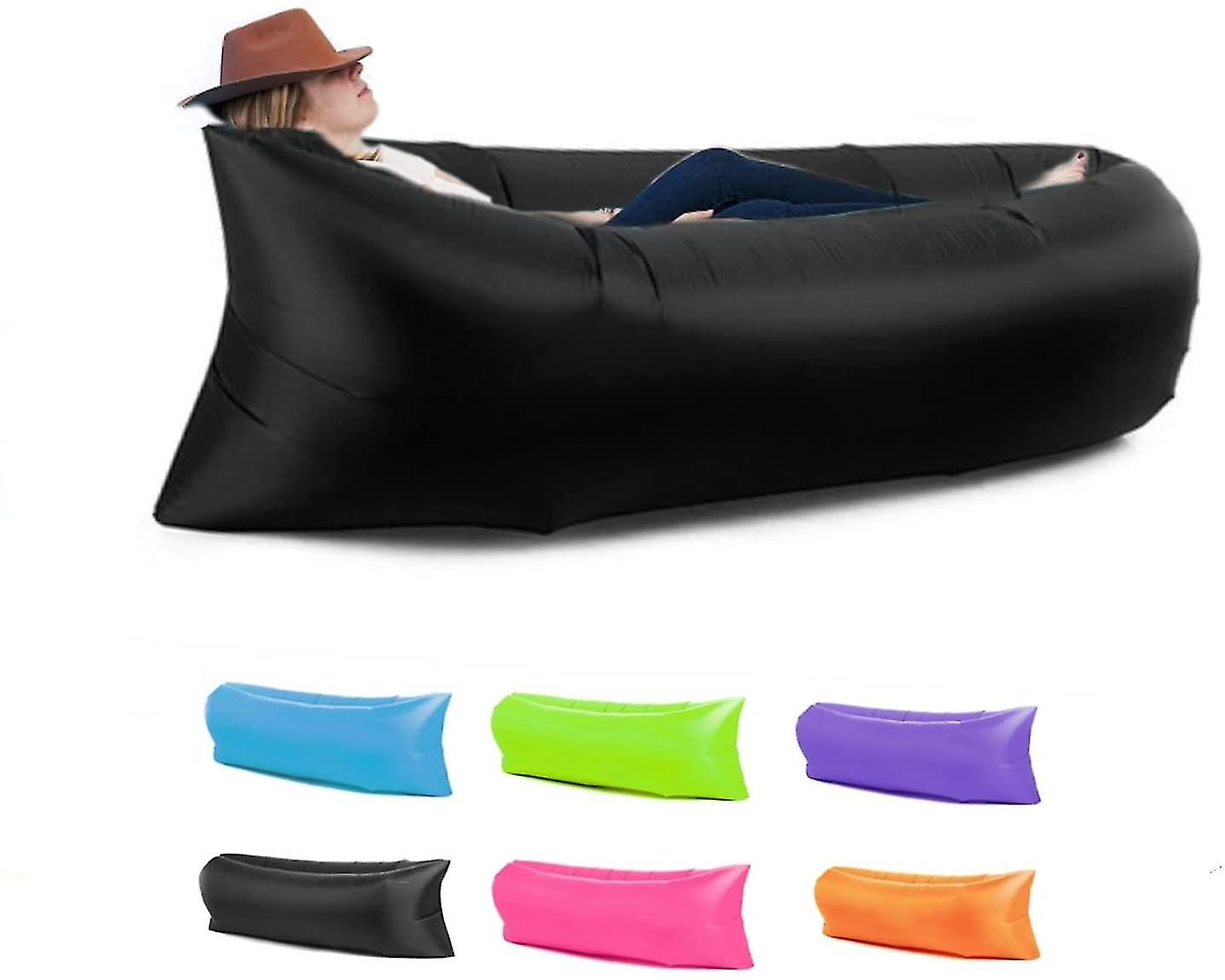 Inflatable Recliner, Portable Hammock, Waterproof, Very Suitable For Outdoor Travel, Beach Party, Picnic Garden (black)
